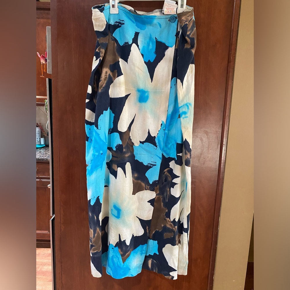 Giorgio Fiorelli Blue White and Black Floral Maxi Skirt